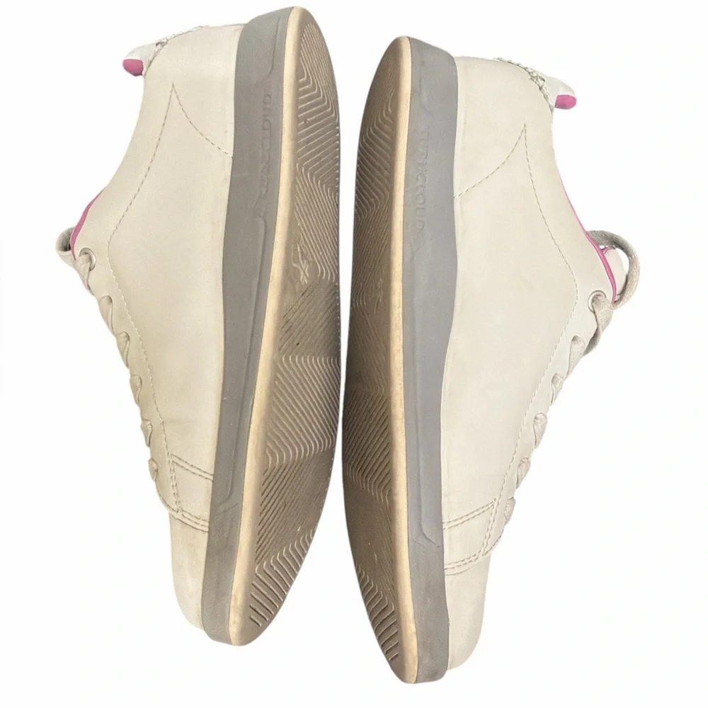 KURU Roam Cloud Classic Leather Court Sneakers Sand Pebble/white and pink Size 8